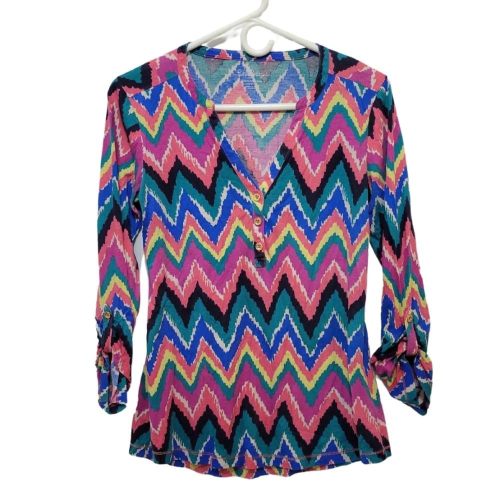 Lilly Pulitzer Janelle Tab Sleeve Top Size Medium